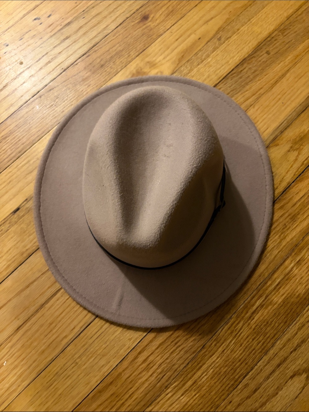 Wide Brim Felt Fedora Hat - Taupe
